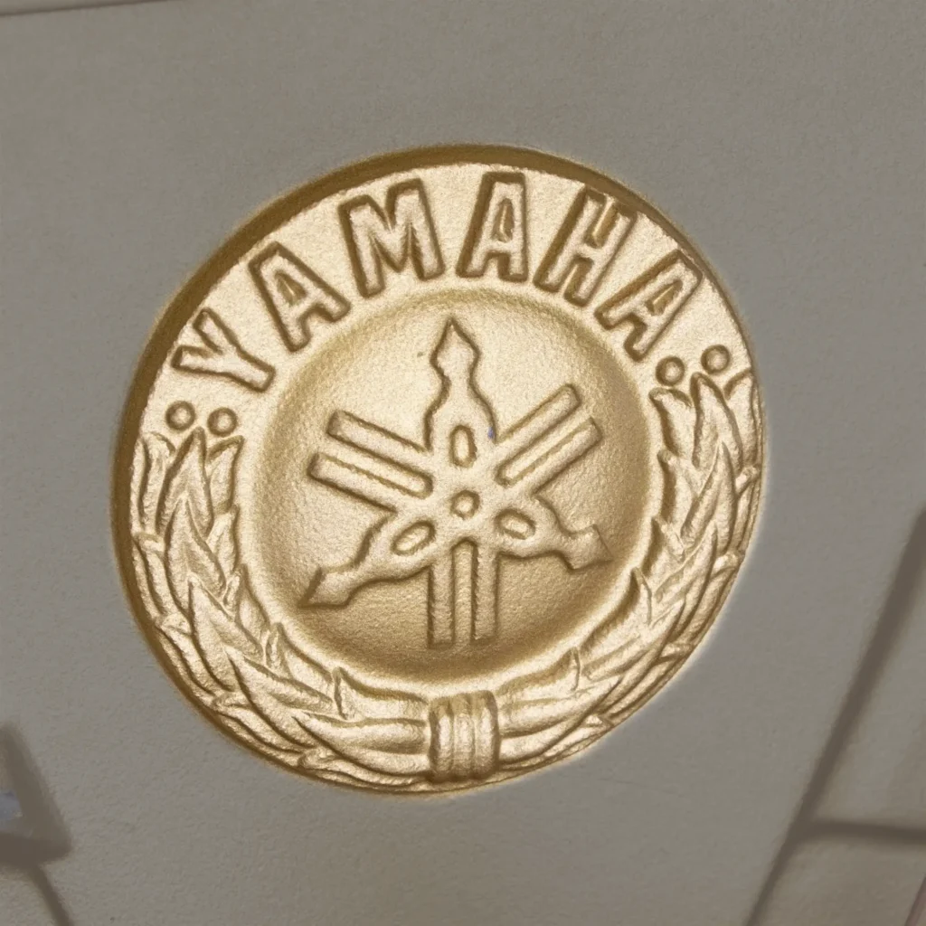 Yamaha Emblem auf einem Klavier Gussrahmen